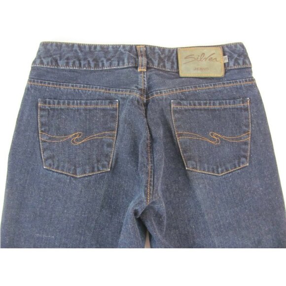 Silver Jeans Women's Size 28 (28 x 29 Measured) Bootcut Dark Wash Slit Leg - Picture 3 of 11
